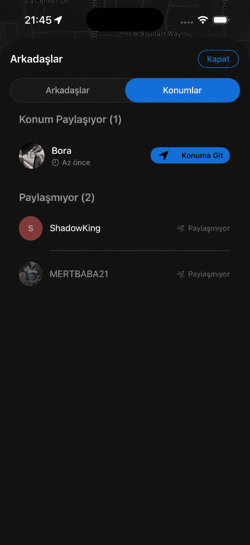 Track friends who share their location.