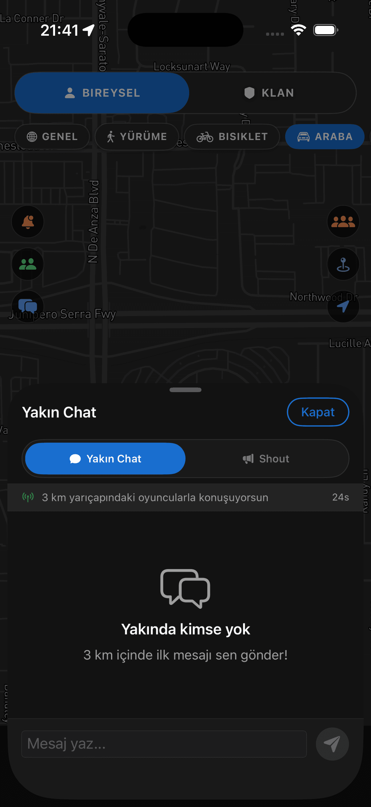 Chat with nearby players.